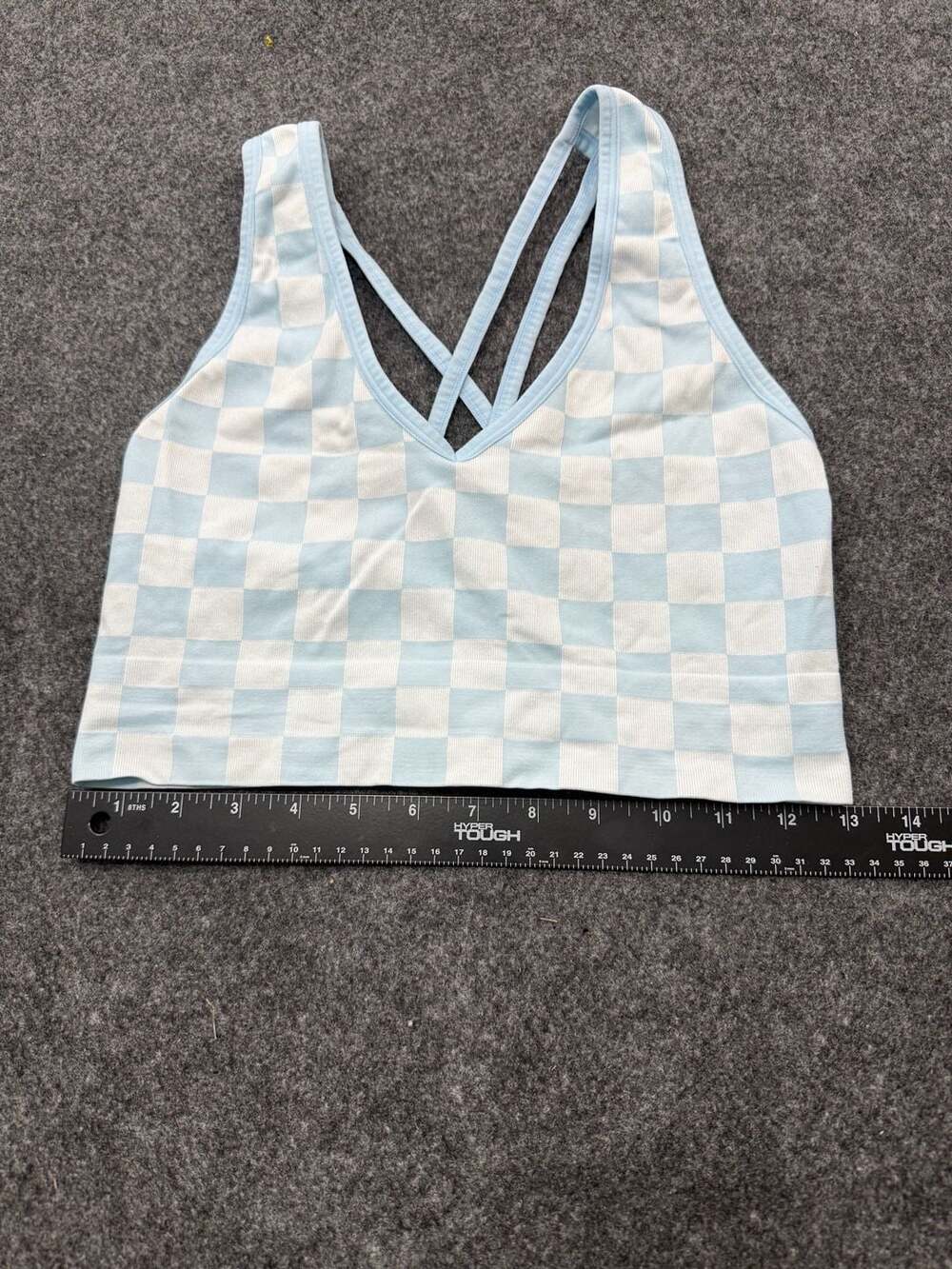 Colsie Women's Light Blue Checkered Seamless Bralette Size L - Picture 2 of 4